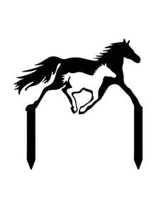 1件乡村农舍风格装饰品，黑色金属马剪影庭院标牌，带可拆卸装饰，户外草坪和花园装饰，栅栏装饰品 - 彩色 - 查看 6