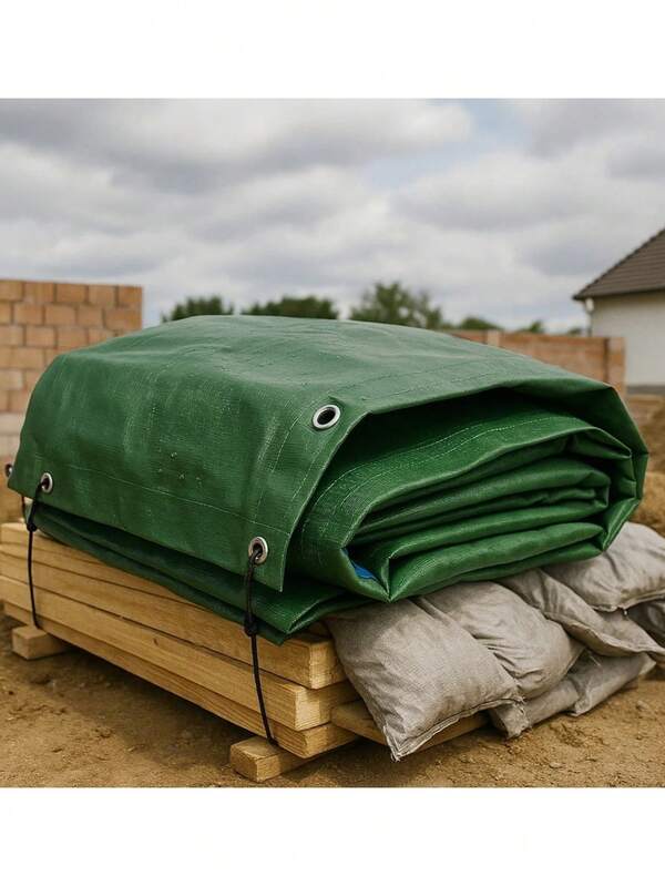 Lona impermeable para exteriores de 3x4m | Tela de polietileno reforzada de 180g/m² con ojales, resistente al desgarro para pintura al aire libre, toldo con ojales anticorrosión y cuerdas perimetrales