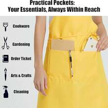 12 delantales lisos con 2 bolsillos - Delantal unisex comercial, lavable a máquina, ajustable, para hombres y mujeres, para camarera, resistente a las gotas de agua, para cocina, barbacoa, chef, camarero, restaurante, pintura y manualidades. - Negro - Ver 7