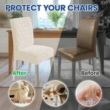 YSTYLE Chair Covers With Backrest 2/4/6 Pieces, Stretch Chair Covers, Living Room Kitchen Chair Covers, Universal Cat Scratch-Resistant Chair Cover, Modern Stain-Resistant Chair Cover - Beige - View 6