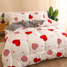 1pc Printed Thick Blanket, Reversible, Soft And Comfortable - Love White - View 15