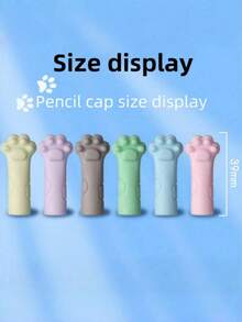 1 包 30 个可爱猫爪硅胶铅笔帽，卡通笔尖保护器，柔软铅笔头套，防污办公文具，便携式口袋笔筒 - 彩色 - 查看 9