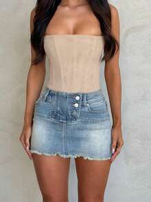 Onicee 女士夏季卡其色网纱系带抹胸休闲吊带背心，适合情人节、约会、聚会、派对、旅行、度假、海滩等场合。 - 卡其色 - 查看 5