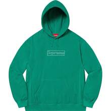 Supreme X K Chalk Logo Hooded Sweatshirt SS21 (SS21SW39) Men Cotton Winter Autumn Sport Outwear Pullover Long Sleeve Tops Warm Soft Sweatshirts - 綠色 - 查看 3