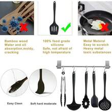 32-Piece All-In-One Silicone Kitchen Utensils Set With Non-Stick Pot, Silicone Spatula, Soup Spoon, Measuring Cup, And Cooking Tool Set - Black - View 7