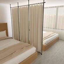 Room Divider Curtain Rod 28-171inch W 4-10ft(H) Adjustable Curtain Rod Divider For Room Separation Heavy Duty Floor To Ceiling Wall Divider Hanging Room Dividers Partition Space Separator Black - Black - View 3