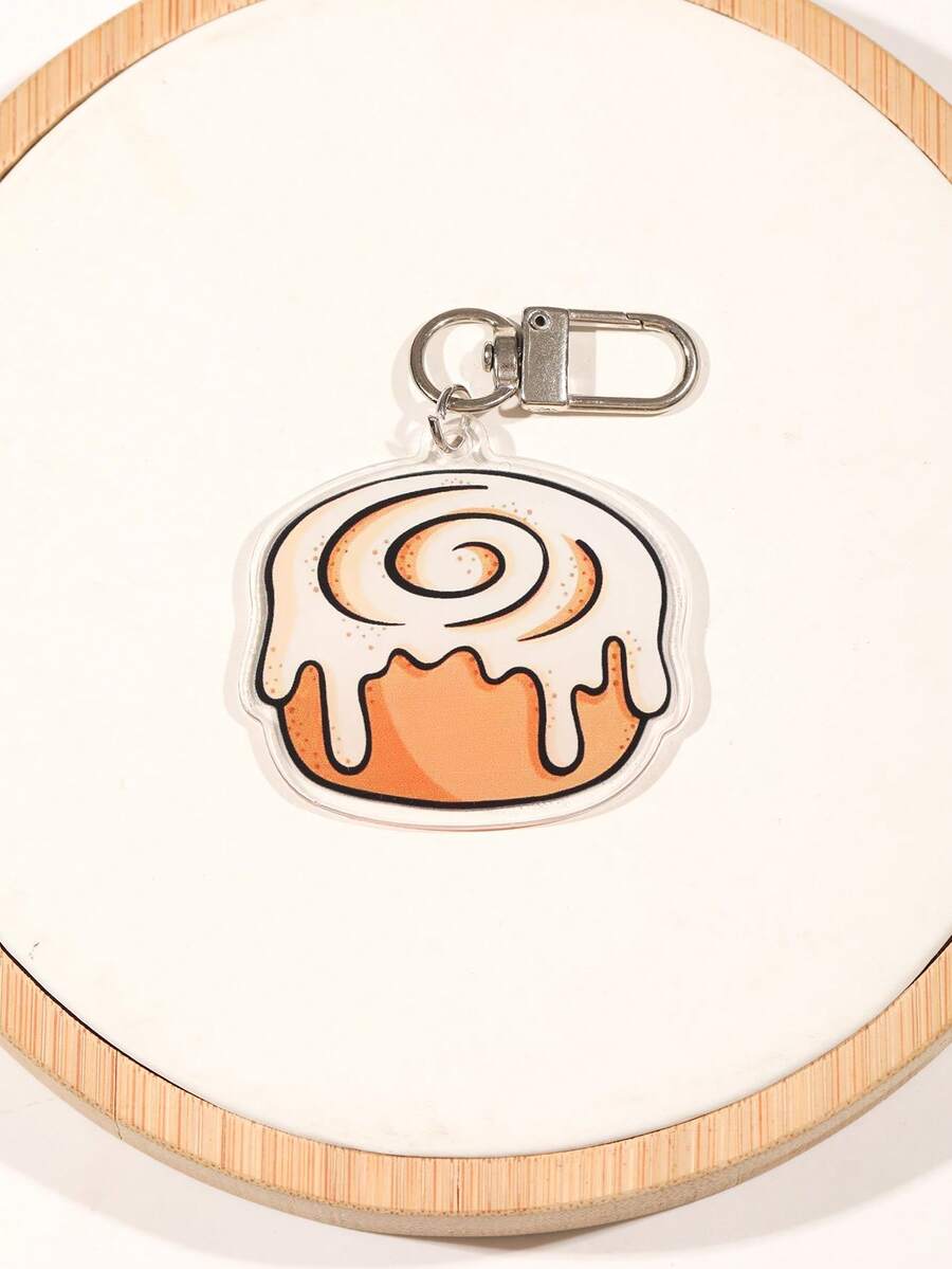 Cinnamon Roll Acrylic Keychain Accessories Bag Charm Cute Backpack Pendant Keyring Gifts For Friends