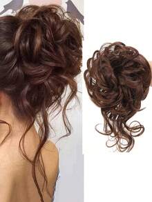 Synthetic Messy Curly Claw Hair Bun Chignon Hair Extensions Scrunchy Fake False Brown Black Hair With Tail For Women Hairpieces - Multicolor - View 21