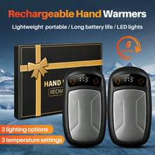 Yoomue 2 Packs Rechargeable Hand Warmers With COB Light, Portable Magnetic Electric Hand Warmers With 12hrs Warmth, Equipped With COB Lights, Provide High Lumen Lighting, Best Christmas Gifts, Winter Gifts For Women Men - Black - View 2