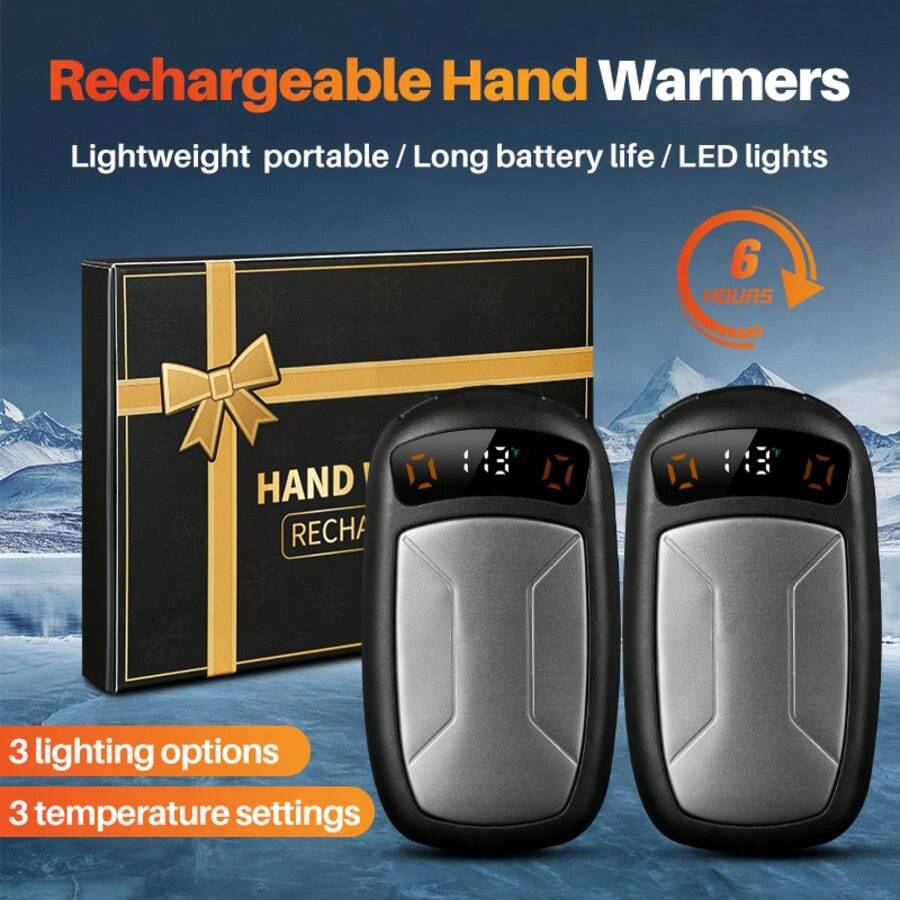 Yoomue 2 Packs Rechargeable Hand Warmers With COB Light, Portable Magnetic Electric Hand Warmers With 12hrs Warmth, Equipped With COB Lights, Provide High Lumen Lighting, Best Christmas Gifts, Winter Gifts For Women Men