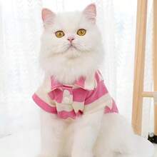 Pets, Cats, Dogs, Dog Clothes, Puppy Dog, Chihuahua Dog Clothes, Kitty Supplies, Dog Shirts, Striped Dog T-Shirts, Long Sleeve Puppy Clothes Suitable For Small To Medium Dogs And Cats, French Bulldog, Dachshund, Yorkshire Terrier Dog Fashion Apparel, Classic Breathable Cute Striped Polo Shirt, Suitable For Summer And Autumn - Pink - View 7