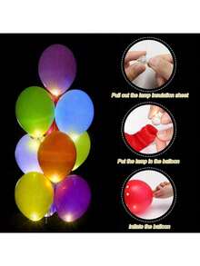 50pcs Mini LED Lights, Yellow Balloon Lights, Battery Powered Fairy Lights, Long Lasting Mini Light Bulbs, Round Flashing LED Lights For Paper Lanterns, Balloons, Party, Wedding, Bedroom, Garden, Christmas, Valentine's Day, Floral, DIY - Multicolor - View 8