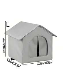 3 件套经典户外猫屋带支架，牛津布保暖垫，防水隔热，大型封闭式帐篷，适合寒冷天气 - 彩色 - 查看 12
