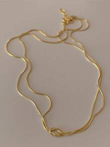 Nooxian 1 件不锈钢打结项链，金色女士珠宝 - 金黃色 - 查看 6