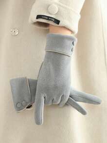 1 Pair Of Winter Warm Gloves, Windproof, Lined With Warmth, Supporting Touch Screen, Suitable For Cycling And Driving, All Finger Design, Elegant And Fashionable - Multicolor - View 6