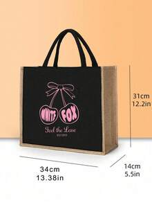 1/2pcs Ladies' Cherry Printed Handbag - Large Capacity Durable Linen Shoulder Backpack With Fixed Belt Design, Suitable For Shopping, Travel,Daily Use, Sturdy Structure,Durable Fabric, Printed, Machine Washable, Suitable For Work, School, Shopping, Birthdays, And Holiday Gifts, Women's Fashionable Handbag,Linen Tote Bag, Lightweight And Multifunctional, Suitable For Work, School Or Daily Use