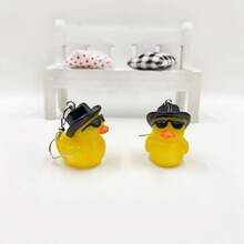 1对创意可爱卡通鸭子耳环，清新搞笑耳环，动物创意吊坠耳环 - 眼鏡鴨 - 查看 9