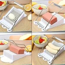 1PC Stainless Steel Spam & Egg Slicer - Manual Kitchen Tool With Non-Slip Base | Perfectly Slicing Luncheon Meat, Hard Boiled Eggs, Fruits | Dishwasher  & Easy To Clean - White - View 4