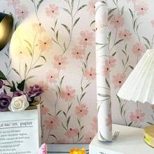 Floral Wallpaper Peel And Stick Daisy Wall Paper Pink Summer Flowers Nursey Room Self Adhesive Wallpaper Contact Paper Stick Bathroom Furniture393 X 17.3 Pink Floral - 粉紅色 + 17.3 英寸 X 394 英寸 - 查看 3