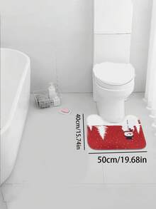 Bathroom Three Pieces Set Crystal Velvet Floor Mat Home Cartoon Bathroom Mat - View 3