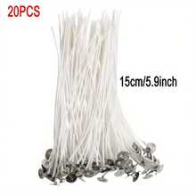 20/100 件棉质蜡烛芯，预蜡，无烟，燃烧时间长，适用于 DIY 蜡烛制作派对用品 - 白色 - 查看 8