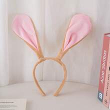 1pc Bicolor Rabbit Ear Headband, Khaki Velvet & Soft Brown Fabric Headband, Cartoon DIY Headband, Hair Band, Hair Hoop, Hairband For Women, Autumn Outfits