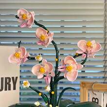 1000 piezas Conjunto de bloques de construcción de ramos de flores de orquídea, incluye maceta, plantas artificiales, ideal para decoración del hogar, oficina, regalos para amantes de las flores, manualidades, Navidad, Pascua, Día de la Madre, fiestas, cumpleaños