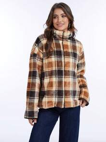 Women's Solid Color Faux Fur Collar Long Sleeve Short Jacket, Autumn/Winter