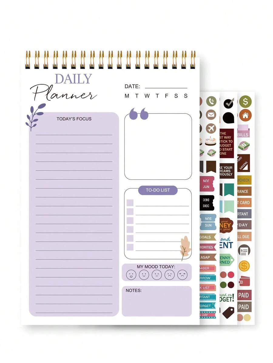 Trees Undated To-Do List Notebook / Daily Planner / Spiral Bound Task List / Schedule Organizer, Improve Efficiency, 8.5" X 5.5", 100gsm Paper