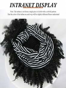 Curly Wigs For Women, Headband Wigs With Bangs, Synthetic Short Afro Kinky Curly Wig With Headband Attached, Drawstring High Afro Puff Brown Curly Wig Turban - 黑色 - 查看 6