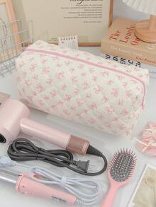 1pc Large Capacity Bow Hair Dryer Storage Bag With Multi-Pocket Cute Hair Tool Storage Bag Travel Carrying Organizer Bag Quilted Hair Dryer Storage Case Crimping Hair Tools Storage Bag Hair Straightener Storage Bag Flat Curl Iron Travel Organizer - Multicolor - View 14
