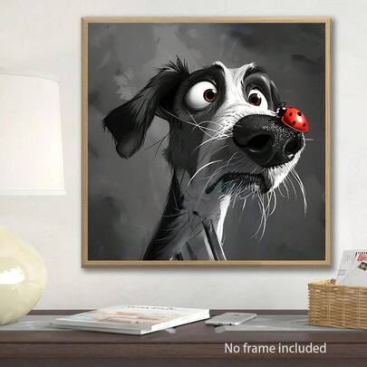 1 Stück modernes Hund Leinwand Kunstdruck - Abstrakte Wanddekoration für Zuhause, Büro und Café - Ungerahmtes Poster perfekt für Schlafzimmer und Wohnzimmer, süße Raumdekoration, perfekt für Raumdekoration ohne Rahmen 50x50cm/19,68x19,368 Zoll