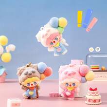 1pc Casual Street Style Cartoon Flocked Balloon Didi Keychain Pendant, Cute Figurine Creative Gift, Couple Backpack Charm