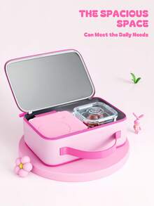 Meoky Insulated Lunch Box – 1pc Large Capacity Thermal Bag with Cute Cartoon Design, Reusable Bento Lunch Tote Keeps Food Warm & Fresh, Ideal for Back to School, Kindergarten, Picnic & Travel - 粉色 - 查看 2