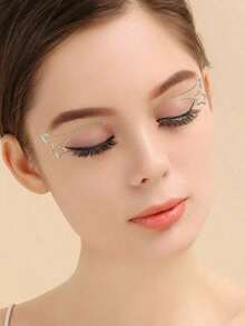 1pc 3D Silver Face Eyeliner Temporary Tattoo Sticker - Bạc - Xem 8