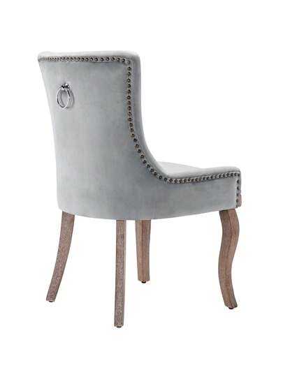 Luxurious Dining Stoel (Kitchen Chair, Living Room Pieces), Upholstered Nailhead Solid Wood Legs, Fluwelen Upholstery, Grijs view 7
