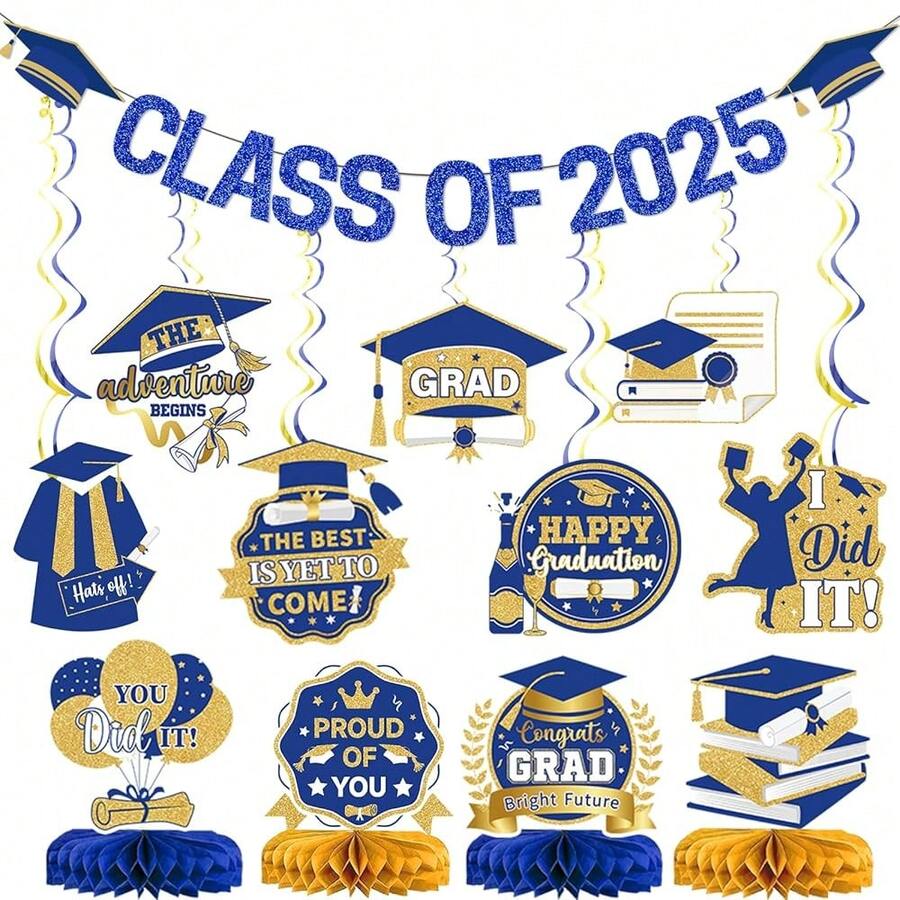 Blue And Gold Class Of 2025 Banner Graduation Banner Graduation ...