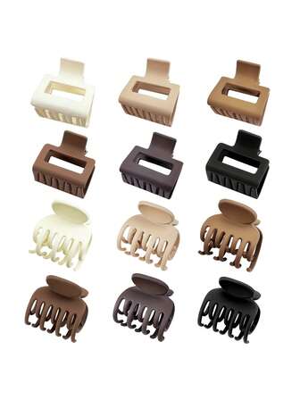 6个装小号长方形爪形发夹 - 哑光质感，双排齿，适合细软、中等、浓密发质，易于使用，时尚发饰，女士礼物，旅行必备，女士礼物，发饰，圣诞袜填充物，女士圣诞袜填充物，圣诞礼物，礼物，圣诞袜填充物，女士礼物，礼物，圣诞礼物，成人圣诞袜填充物，成人圣诞袜填充物，发饰，女士配饰，圣诞袜填充物，成人发饰，圣诞发饰，女士礼物创意，美容圣诞袜填充物，女士圣诞礼物