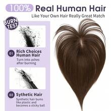 5x9cm Human Hair Topper Hair Piece Top Base Middle Part With Bangs 10 Colors Available For Women Hair Loss Or Bangs HairStyle - S2 - Xem 4