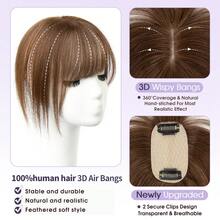 5x9cm Human Hair Topper Hair Piece Top Base Middle Part With Bangs 10 Colors Available For Women Hair Loss Or Bangs HairStyle - S4 - 查看 5