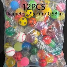 12pcs Sparkly Bouncing Ball Set, Plastic Cat And Dog Toy, Pet Entertainment Balls, Assorted Colors, With No Battery Needed, For Small Breeds, Party Favors, Birthday Gifts, School Prizes