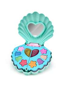 1/2Pcs ABS Shell Shape Kids Makeup Bag Toy, Pink Blue Princess Cosmetic Case With Mirror, Washable Cosmetics, Birthday Christmas Gift For Little Girls - Multicolor - View 12