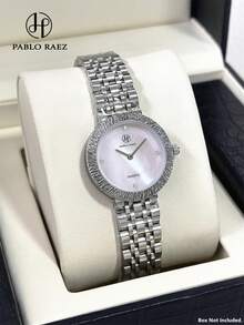 PABLO RAEZ 1pc Lady Watch Pink Jewelry Accessories Women Wristwatch Vintage Charming Original Brand New Fashion AAA Stainless Steel Bracelets Chain Luxury Silver Color Non Tarnish Party Girls Casual CD Dress Watch Metal Steel Heavy Strap 50M Water Resistant Simple Casual Clock Female Elegant Rhinestone Quartz Watch - one-size - View 2