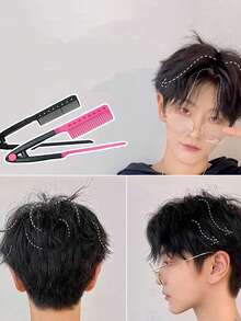 3 piezas/1 pieza Cepillo volumizador de raíces, Peine para peinado unisex, Cepillo de cabello de doble uso para rizar y alisar flequillos en forma de V, Herramienta portátil para peinado en el hogar