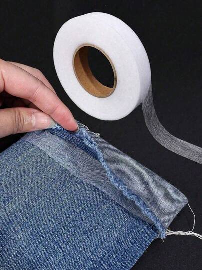 1 Rollo de cinta de dobladillo con plancha, adhesivo fuerte lavable, cinta termofusible, cinta adhesiva doble cara, cinta de dobladillo sin costuras, adecuada para modificar ropa, pantalones, jeans, faldas