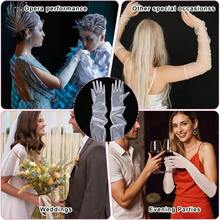 Women's Long Mesh Tulle Gloves, Transparent Party And Elbow Length Gloves, 70 Long Tulle Bridal Sleeves, Opera Ball Costumes Women And Wedding Bridal Dance - 最初的 - 查看 7