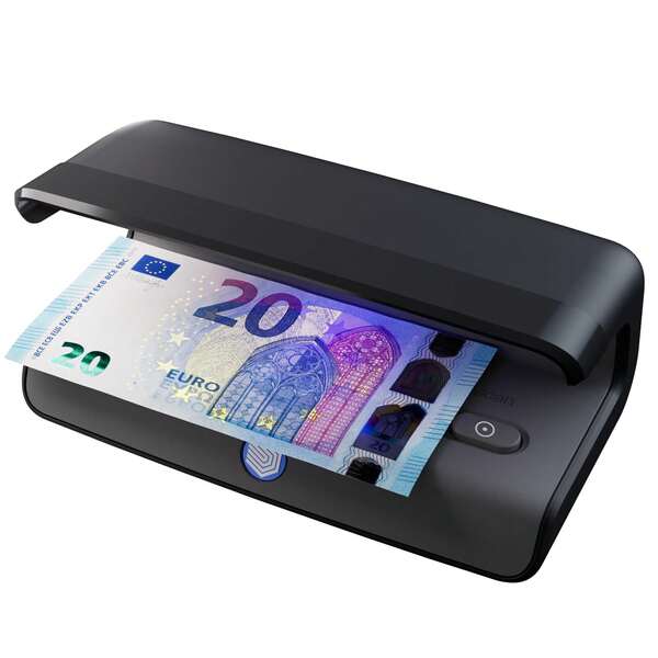 Safescan 45 LED Detector de billetes falsos con luz UV - El detector de dinero también verifica tarjetas de crédito y DNI - Detector billetes falsos con luz UV LED - Detector de billetes UV