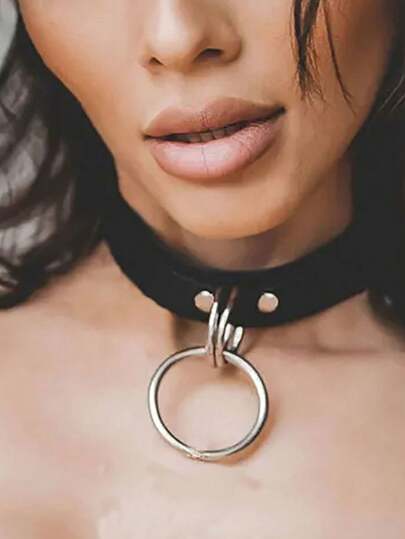 1 st läderhalsband för kvinnor, gotisk punkstil sexigt underklädestillbehör, halsband för rollspel