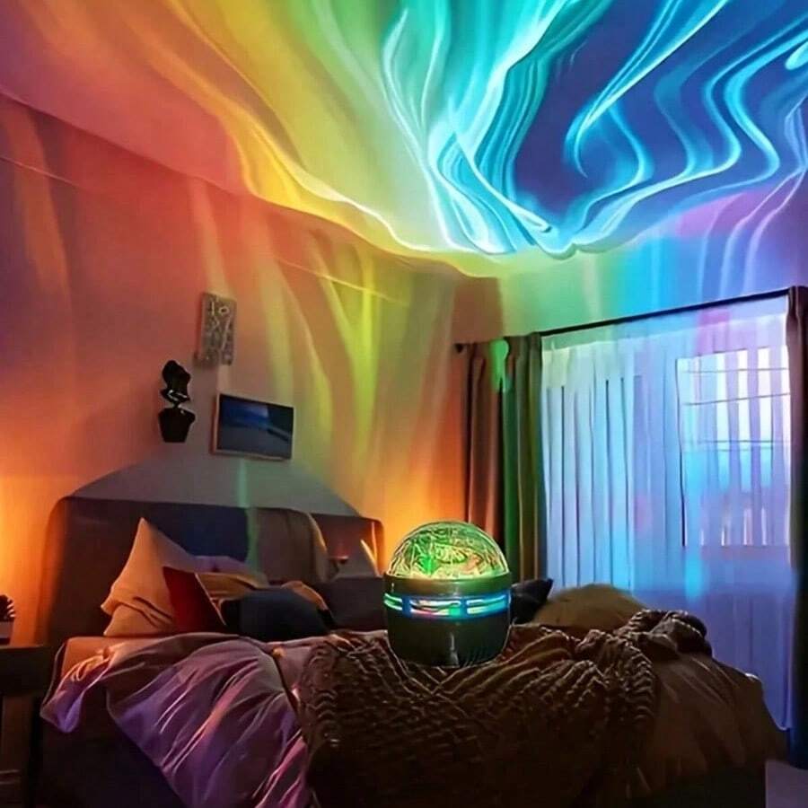 Máy chiếu cực quang đa năng Northern Lights - Đèn sao dùng nguồn USB với 7 mẫu màu, điều khiển từ xa và dây điện, thiết kế để bàn với giá đỡ có thể tháo rời, điều khiển từ xa, nhựa màu đen không có pin - Q6 đen - Xem 1