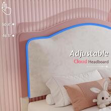 Twin/Full/Queen Bed Frame With LED Light And Storage Drawer, Upholstered Design With Adjustable Headboard, Easy Assembly, Noise-Free, No Box Spring Needed - Cream - View 6